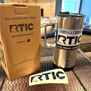 NEW in box Rtic Stainless Steel 🩶 16 oz travel tumbler spill proof dishwasher ok